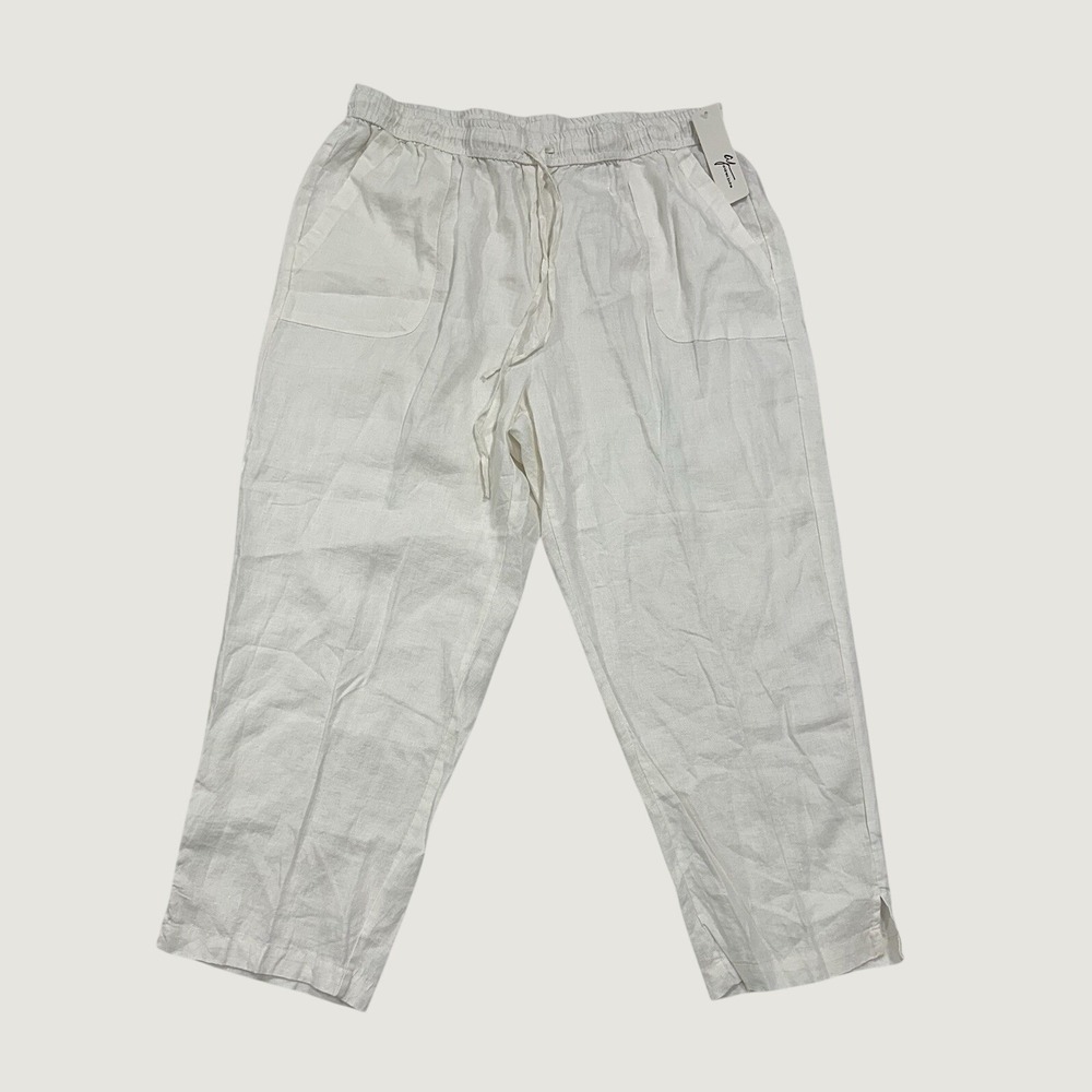 Andrea Jovine Women's Summer‎ Linen Drawstring Cropped Pants Size XL